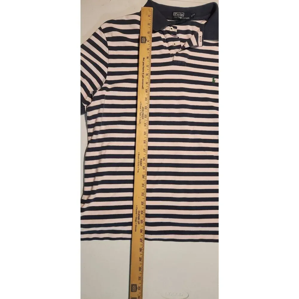 VTG Ralph Lauren Polo Rugby Style Shirt Mens X-Large Striped 80s 90s Blue Pink